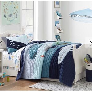 Nautical Blue and White Quilt Set